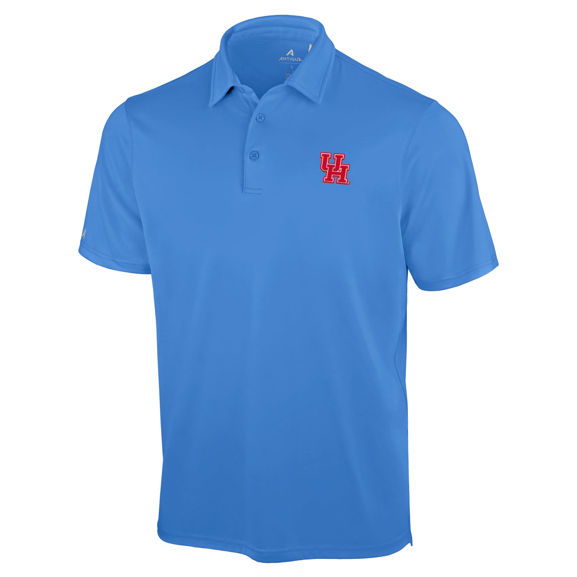Polo Antigua bleu poudré pour homme, modèle Houston Cougars Unshakable Solid.