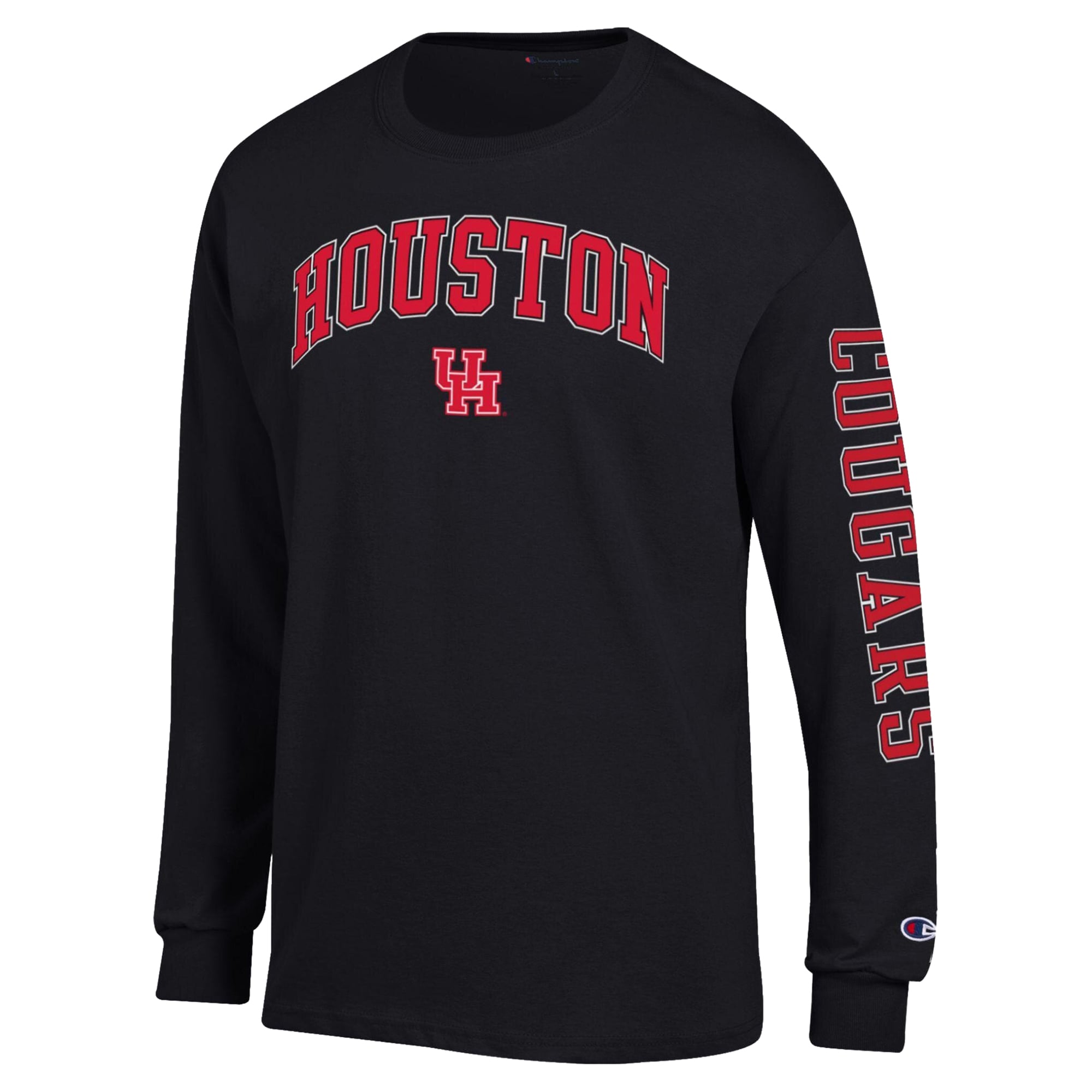 T-shirt à manches longues Champion rouge Houston Cougars avec logo en arc pour homme
