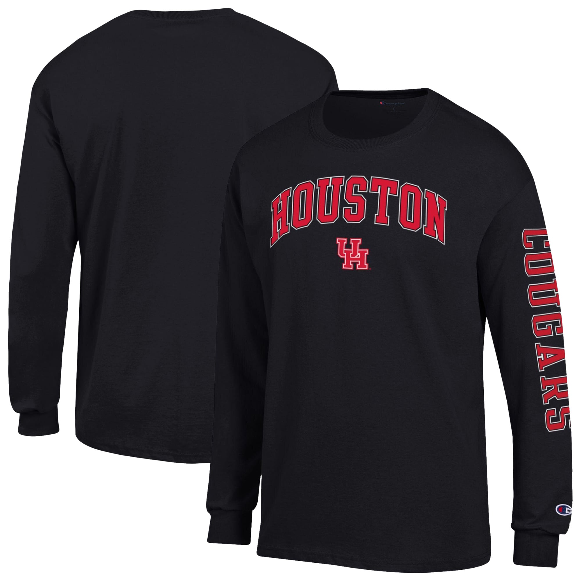 T-shirt à manches longues Champion rouge Houston Cougars avec logo en arc pour homme