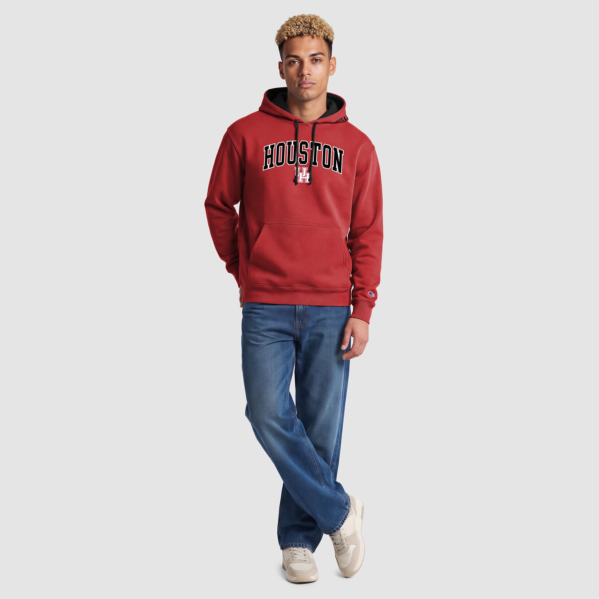 Men's Champion Red/Black Houston Cougars Contrast Hoodie
