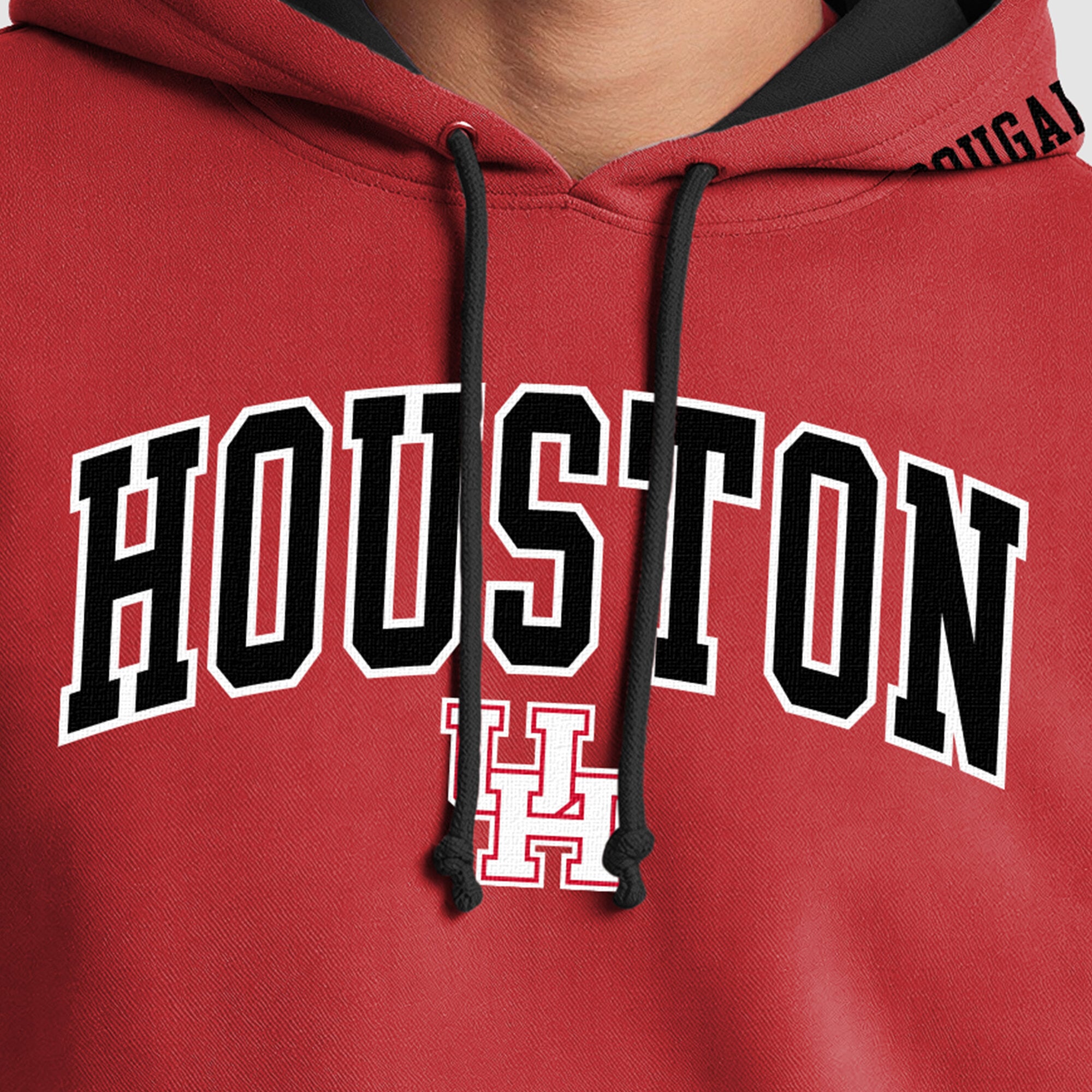 Men's Champion Red/Black Houston Cougars Contrast Hoodie