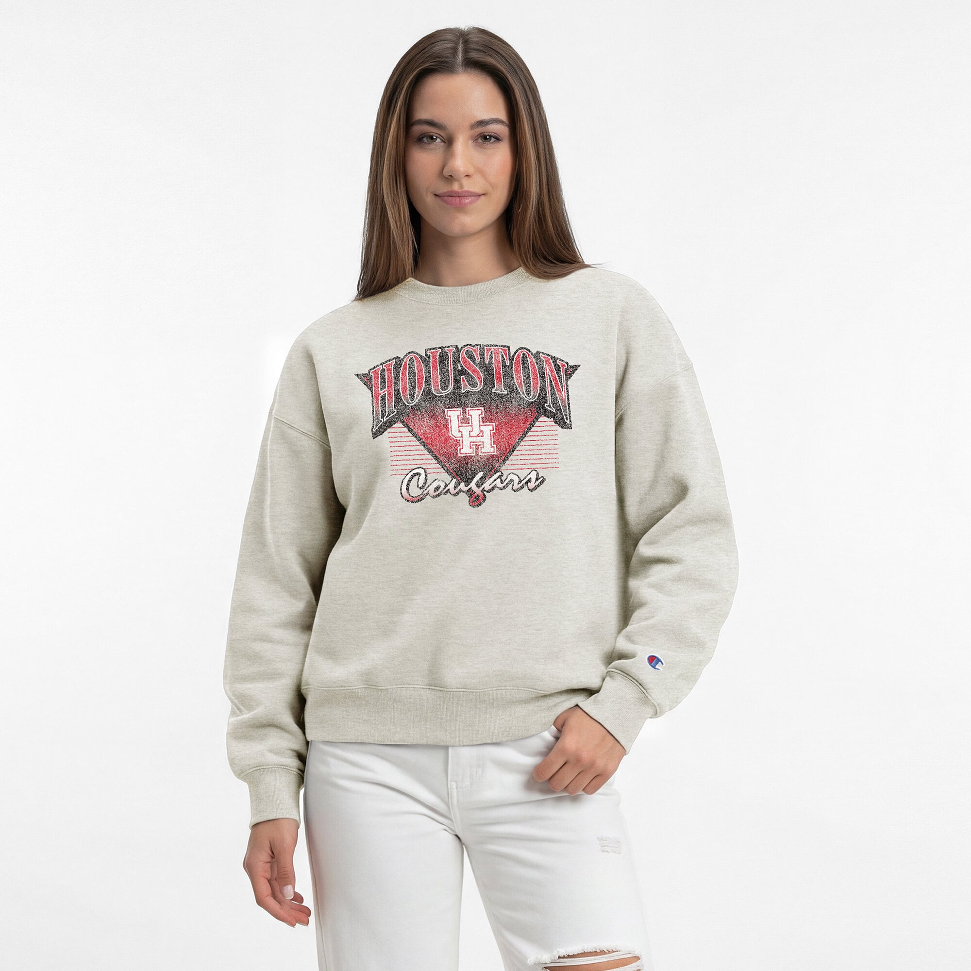 Sweat-shirt Champion Oatmeal pour femmes Houston Cougars All-Star Weave