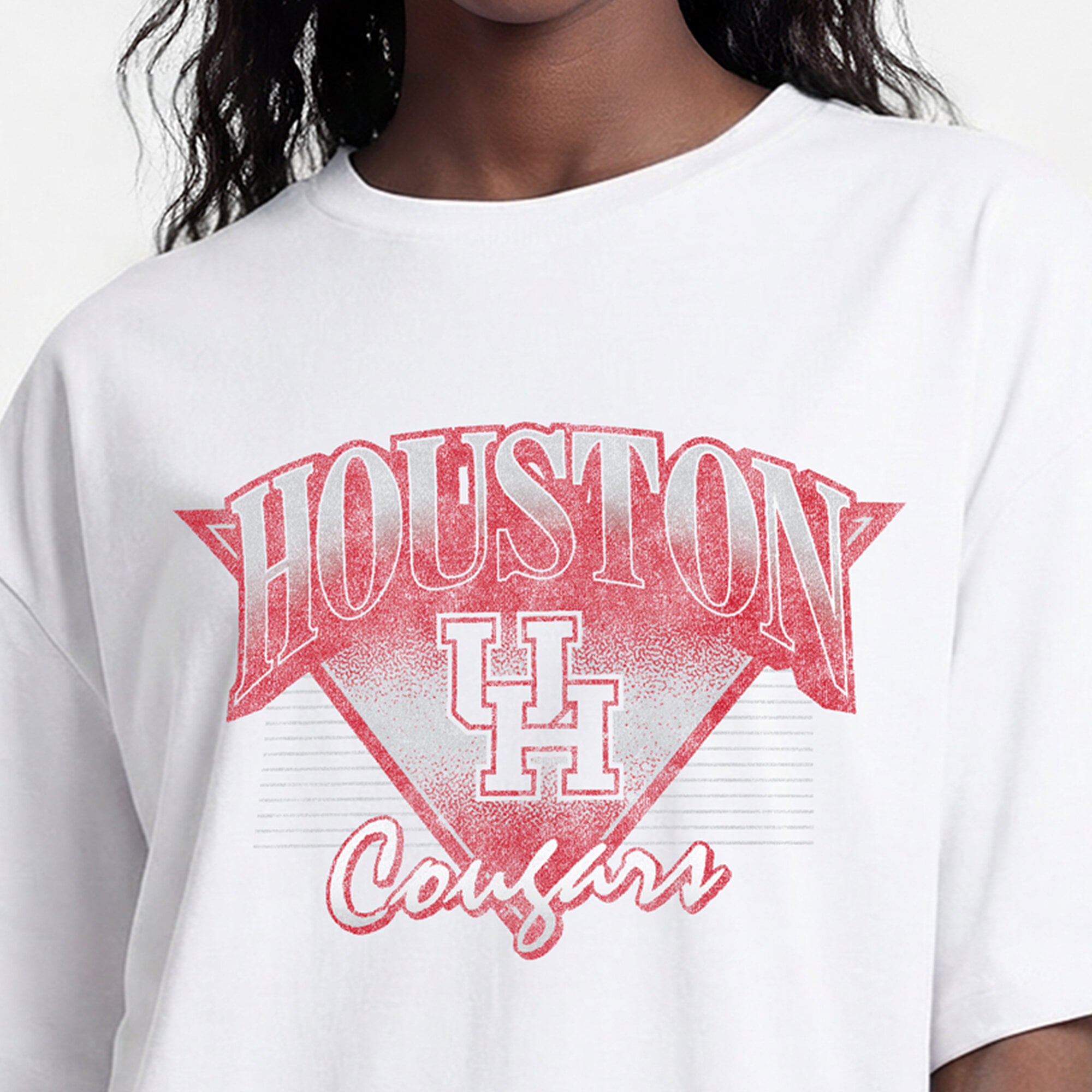 T-shirt oversize rétro Champion blanc pour femmes des Houston Cougars