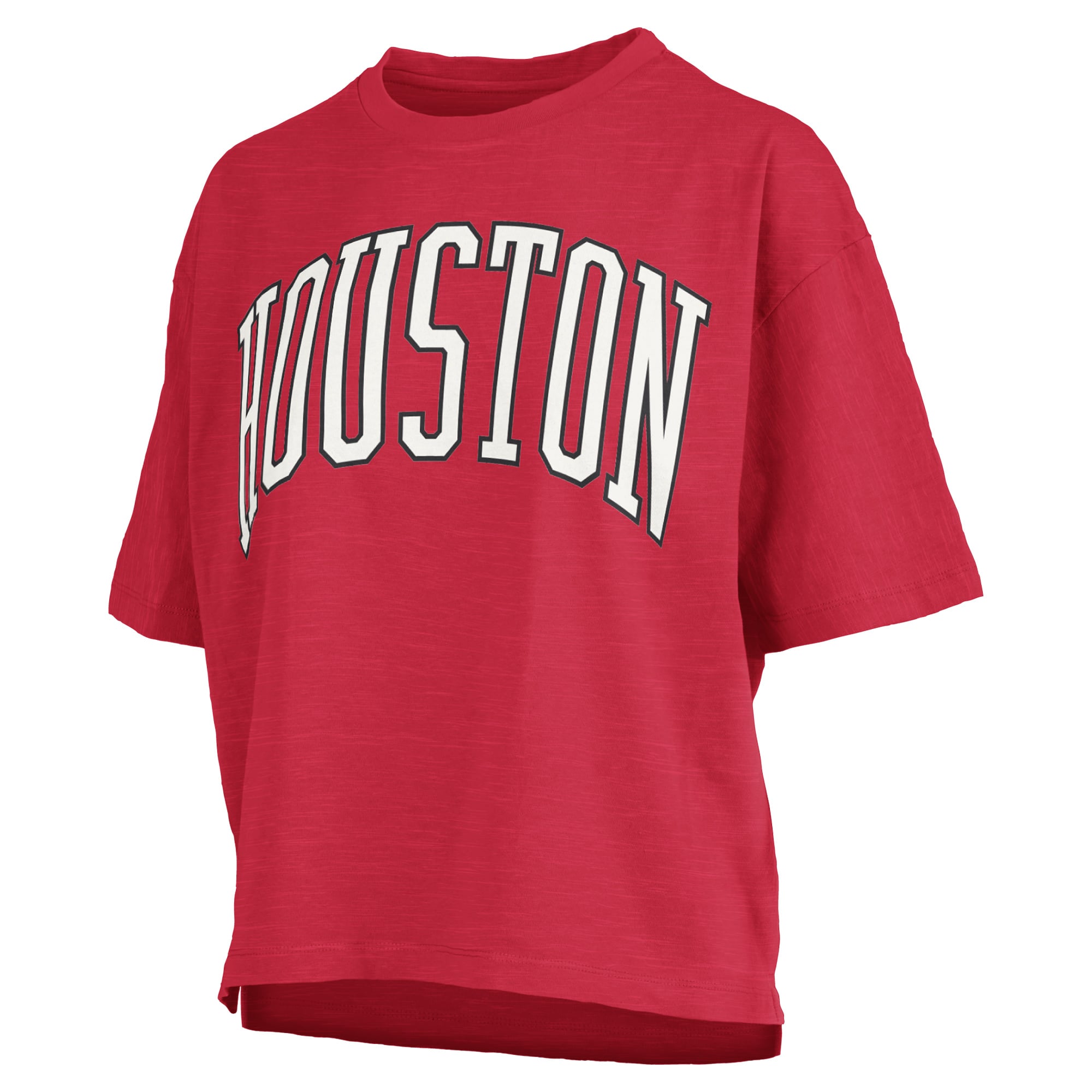 Women's Pressbox Red Houston Cougars Oversized Nelson Arch Over Logo Slub T-Shirt
