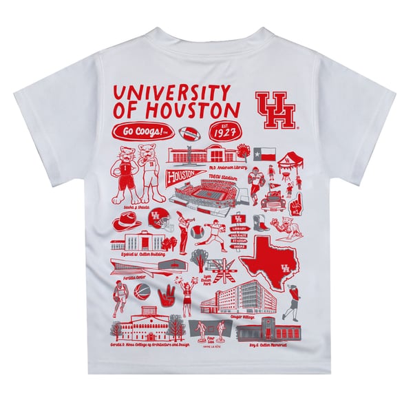 CornBorn Houston Cougars Youth Boys Tee Shirt - Cougars 3-Stripe UH Logo - Black - Extra Small