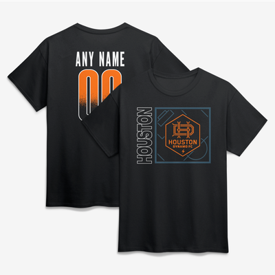 Houston Dynamo FC  Home Field Pop Personalized Name & Number T-Shirt - Black