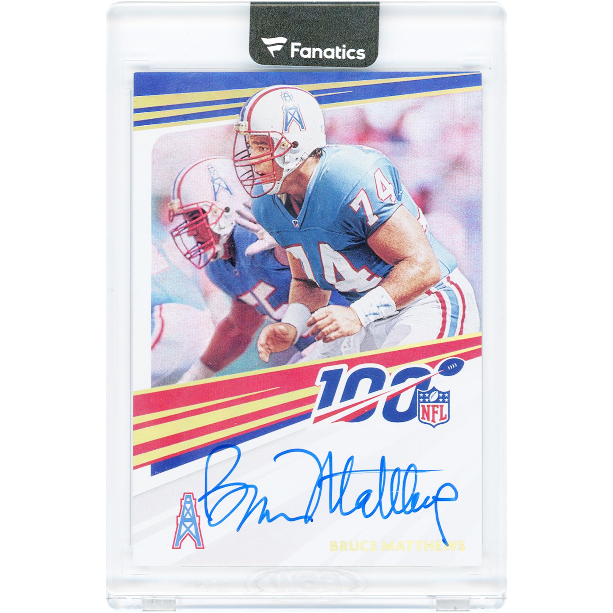 Carte autographiée de Bruce Matthews (Houston Oilers) Panini NFL 100 2020 #N100-BM