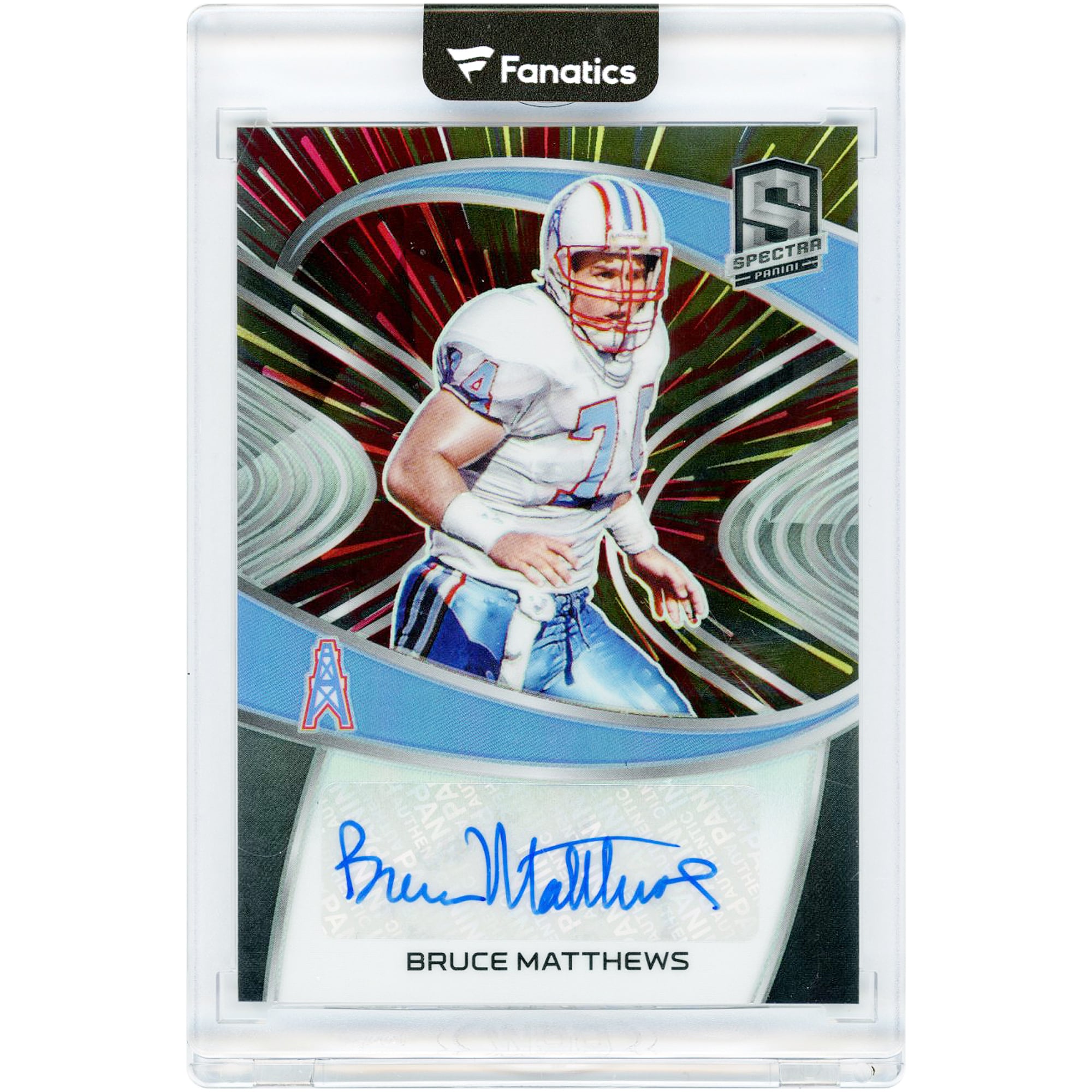 Carte autographiée de Bruce Matthews (Houston Oilers) 2021 Panini Spectra Hyper Prizm #SIG-BM #16/35