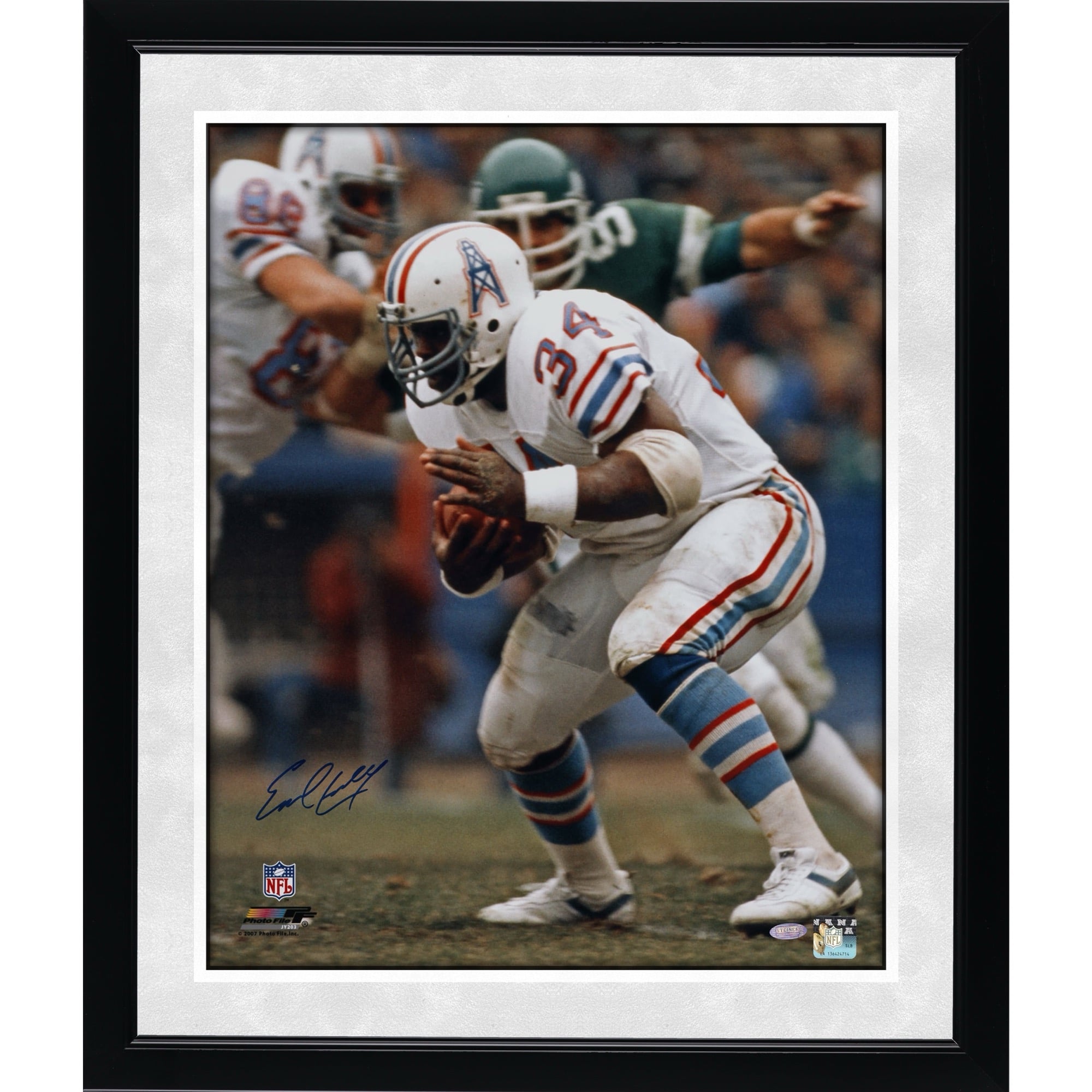 Photo de course autographiée de Earl Campbell (Houston Oilers) - 40,6 x 50,8 cm