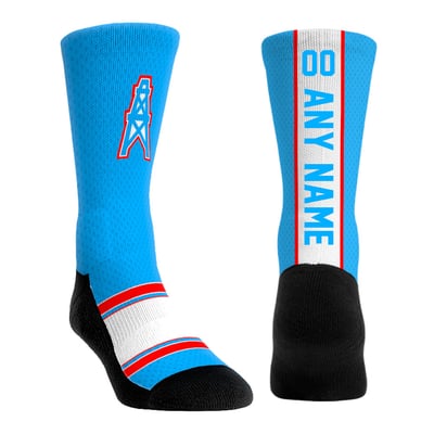  Houston Oilers Rock Em Unisex Gridiron Classics Jersey Custom Crew Socks - Light Blue