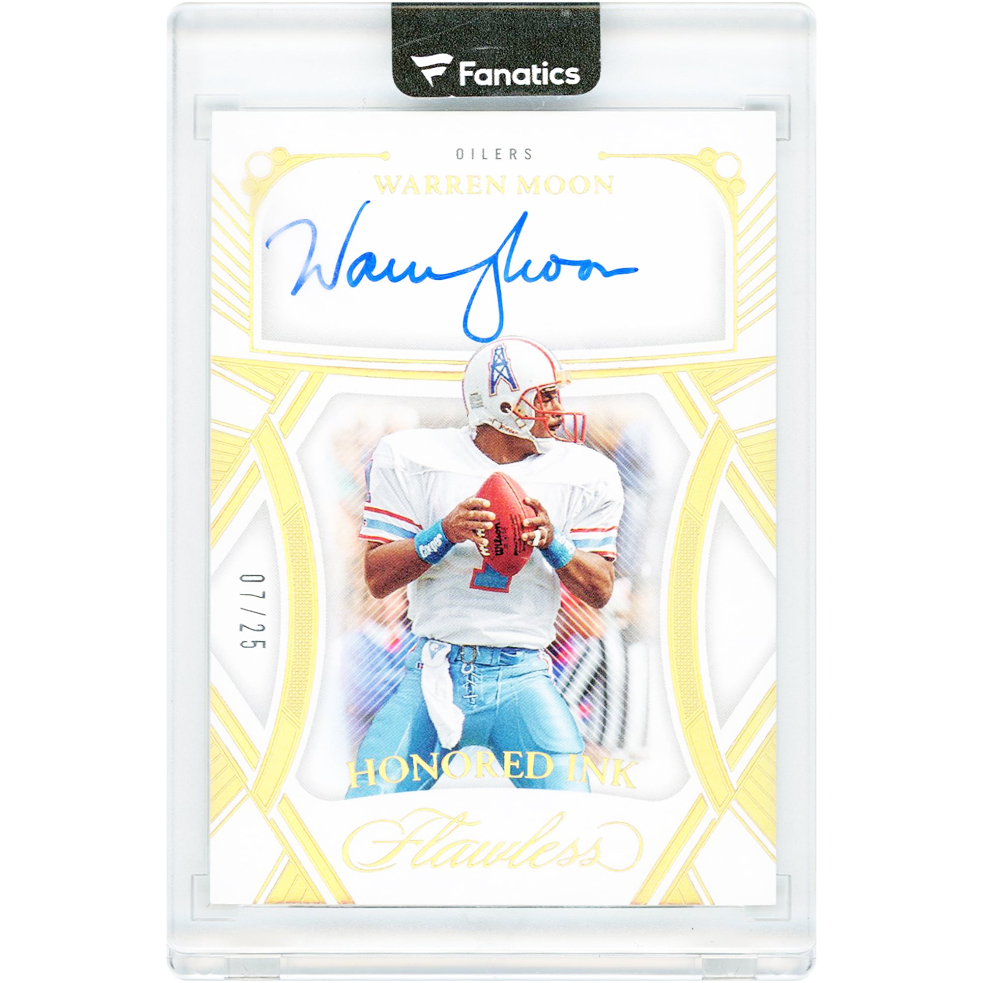 Carte autographiée par Warren Moon des Houston Oilers, collection Panini Flawless Honored Ink 2024, n° H1-WMN, n° 7/25