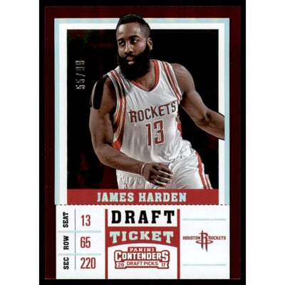 2017-18 Panini Contenders Draft Picks Draft Ticket #22B James Harden/white jersey