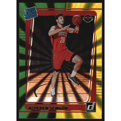 2021-22 Donruss Holo Green and Yellow Laser #219 Alperen Sengun RR