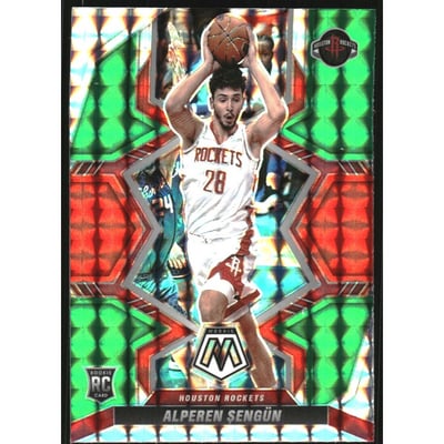 2021-22 Panini Mosaic Mosaic Choice Red and Green #218 Alperen Sengun