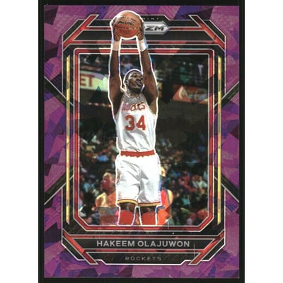 2022-23 Panini Prizm Prizms Purple Ice #290 Hakeem Olajuwon