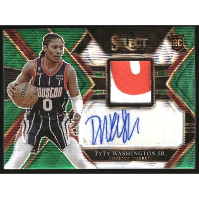2022-23 Select Rookie Jersey Autographs Green Wave Prizms #36 TyTy Washington Jr.