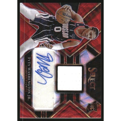 2022-23 Select Rookie Jersey Autographs Red Wave Prizms #36 TyTy Washington Jr.