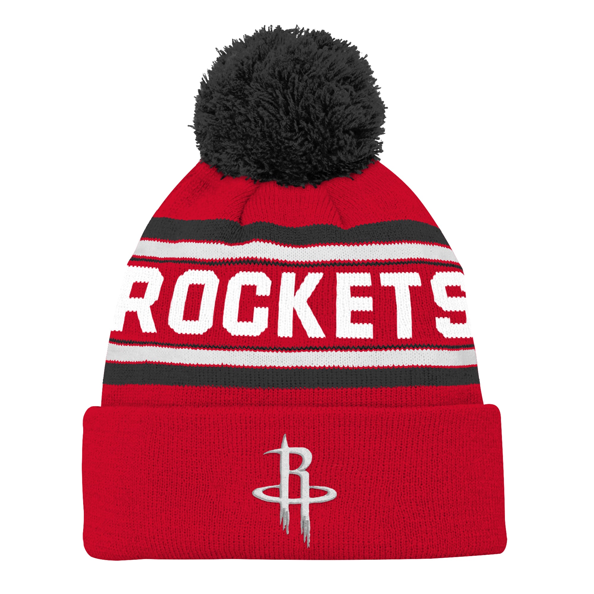 Bonnet en maille jacquard à revers avec pompon Outerstuff rouge Houston Rockets