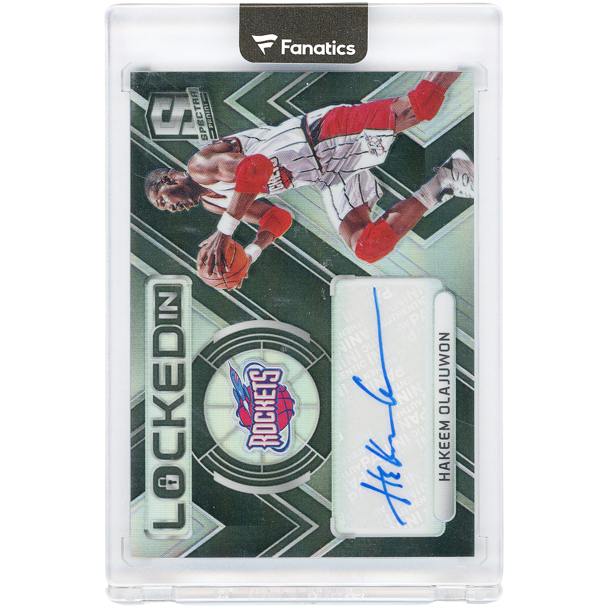 Carte autographiée Hakeem Olajuwon Houston Rockets 2017-18 Panini Spectra Locked In #LI-HOW #47/49