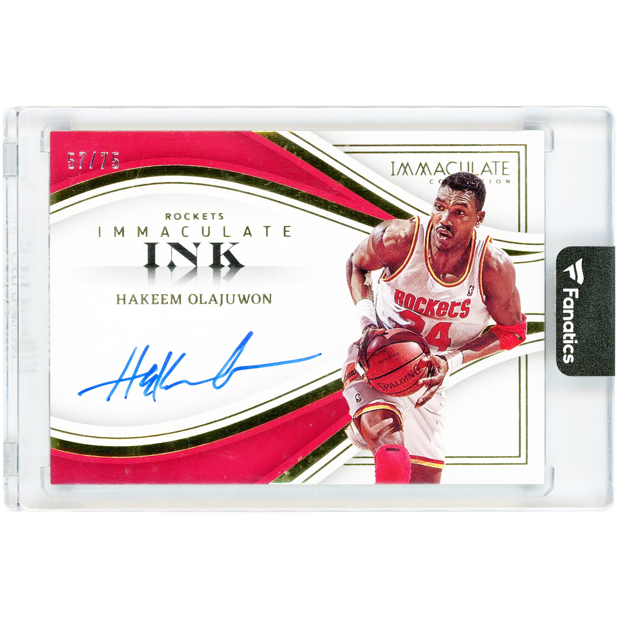 Carte autographiée de Hakeem Olajuwon (Houston Rockets) - Collection Panini Immaculate Ink 2022-23, Immaculate Ink #II-HKO #57/75