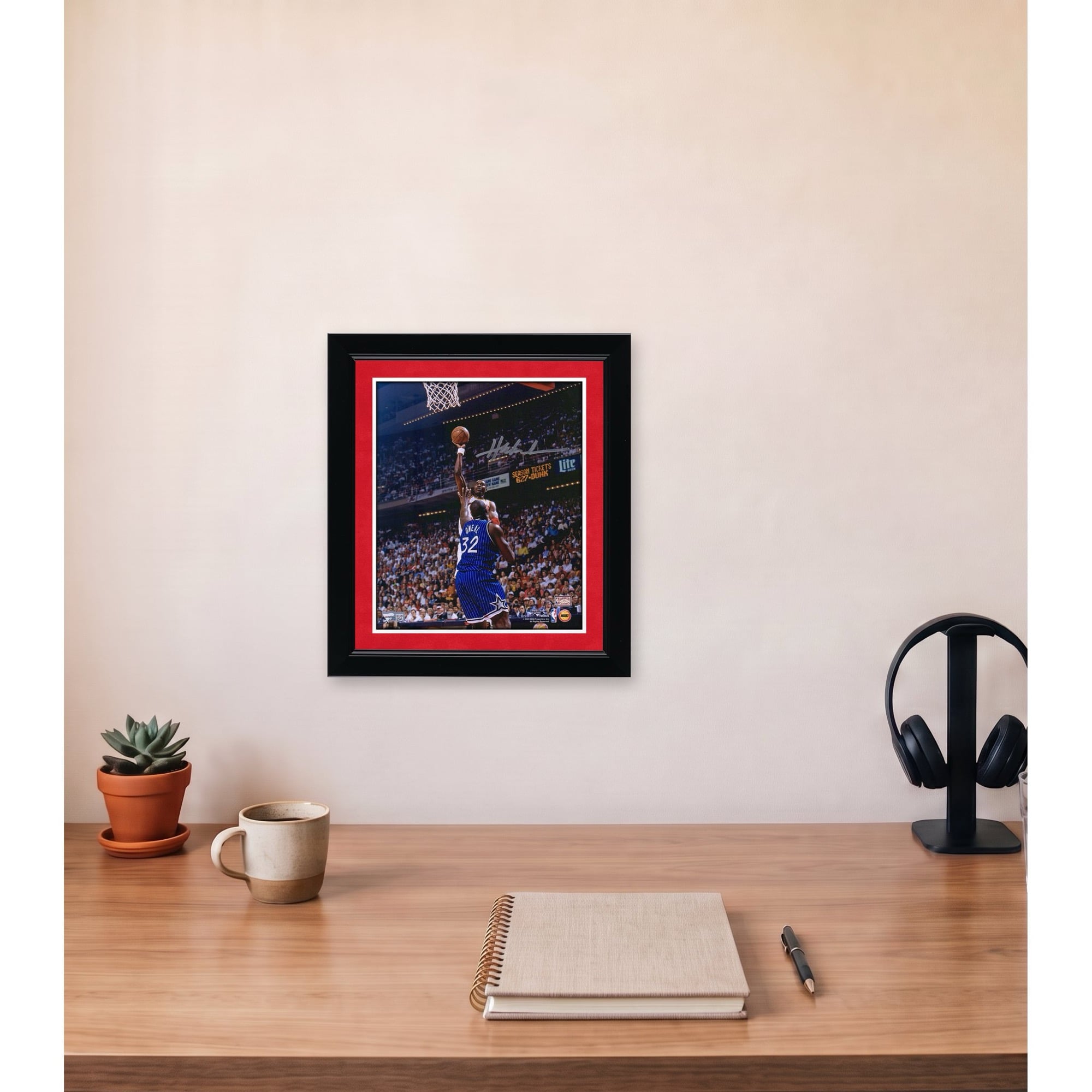 Hakeem Olajuwon Houston Rockets Autographed 8" x 10" Shooting Over Shaquille O'Neal Photograph