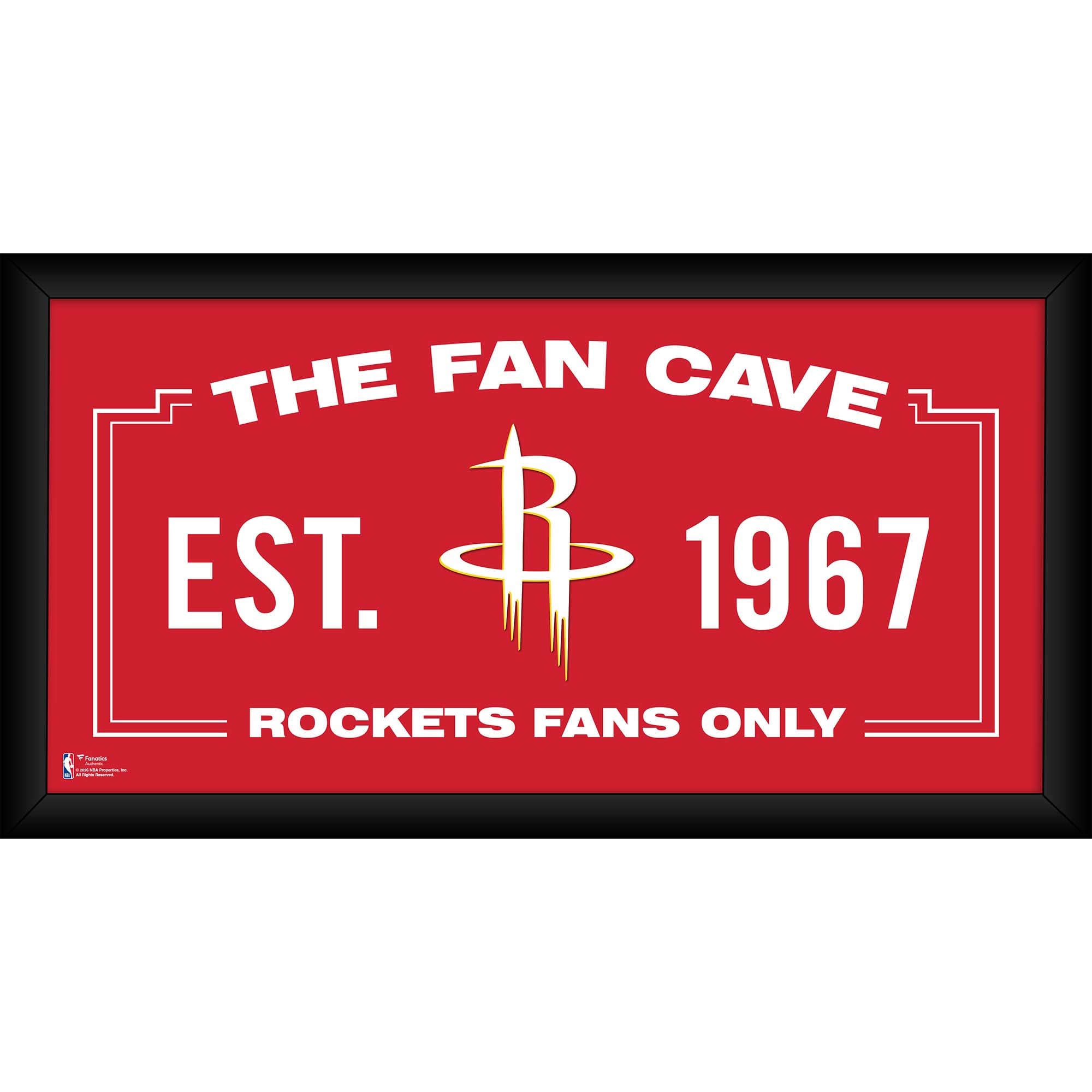 Collage encadré des Houston Rockets (25 x 50 cm) pour fan cave