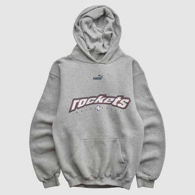 Houston Rockets Puma 2000s Hooded Pullover Sweatshirt - Heather Gray - Yth M by Fanatics Real Vintage