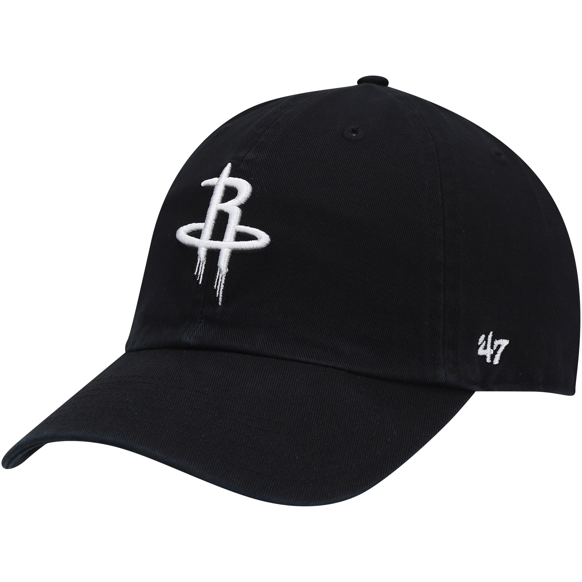 Men's '47 Black Houston Rockets Core Logo Clean Up Adjustable Hat