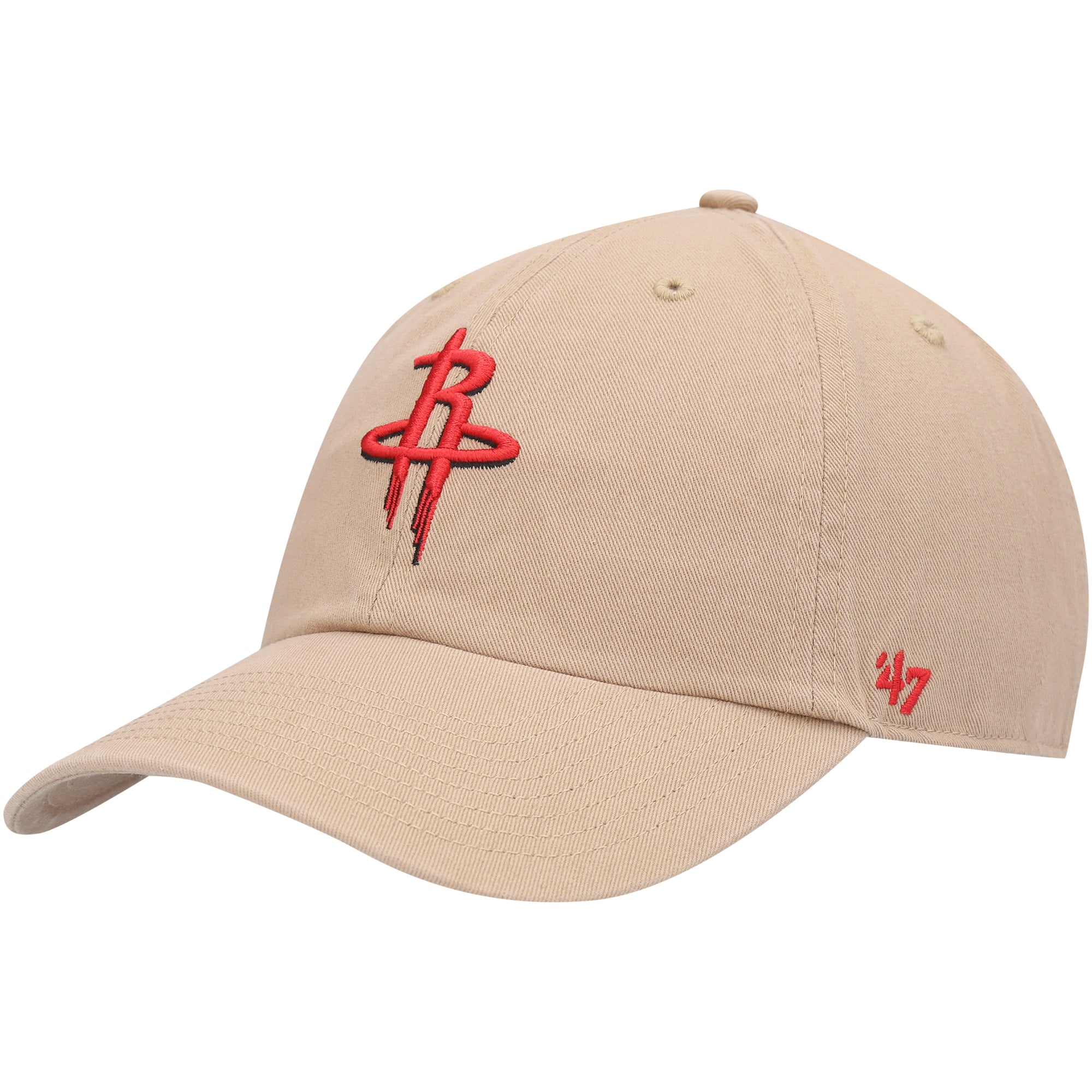 Men's '47 Khaki Houston Rockets Logo Clean Up Adjustable Hat
