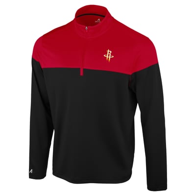 Houston Rockets Antigua Hinder Quarter-Zip Pullover - Black/Red