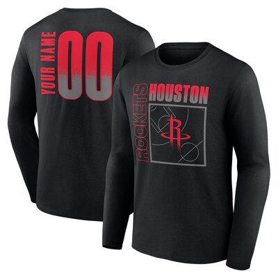 Houston Rockets  Home Court Pop Personalized Name & Number Long Sleeve T-Shirt - Black