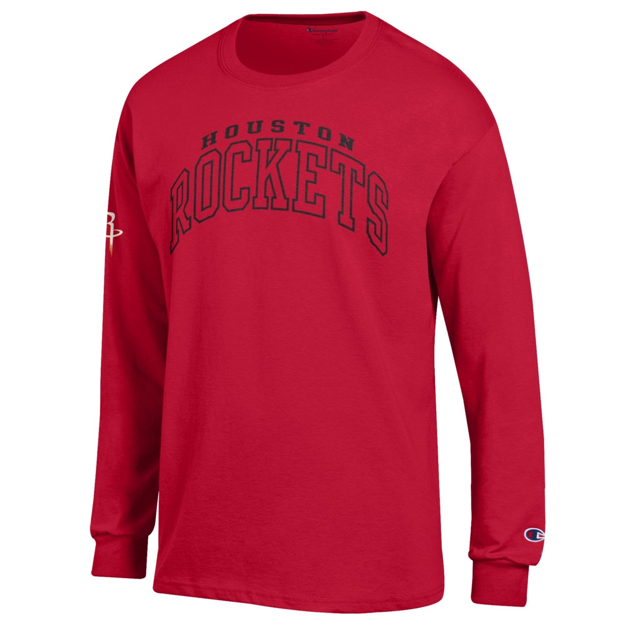 T-shirt à manches longues Champion rouge Houston Rockets pour homme