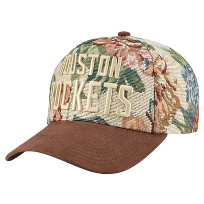 Houston Rockets Mitchell & Ness Tapestry Wordmark Pro Snapback Hat - Tan