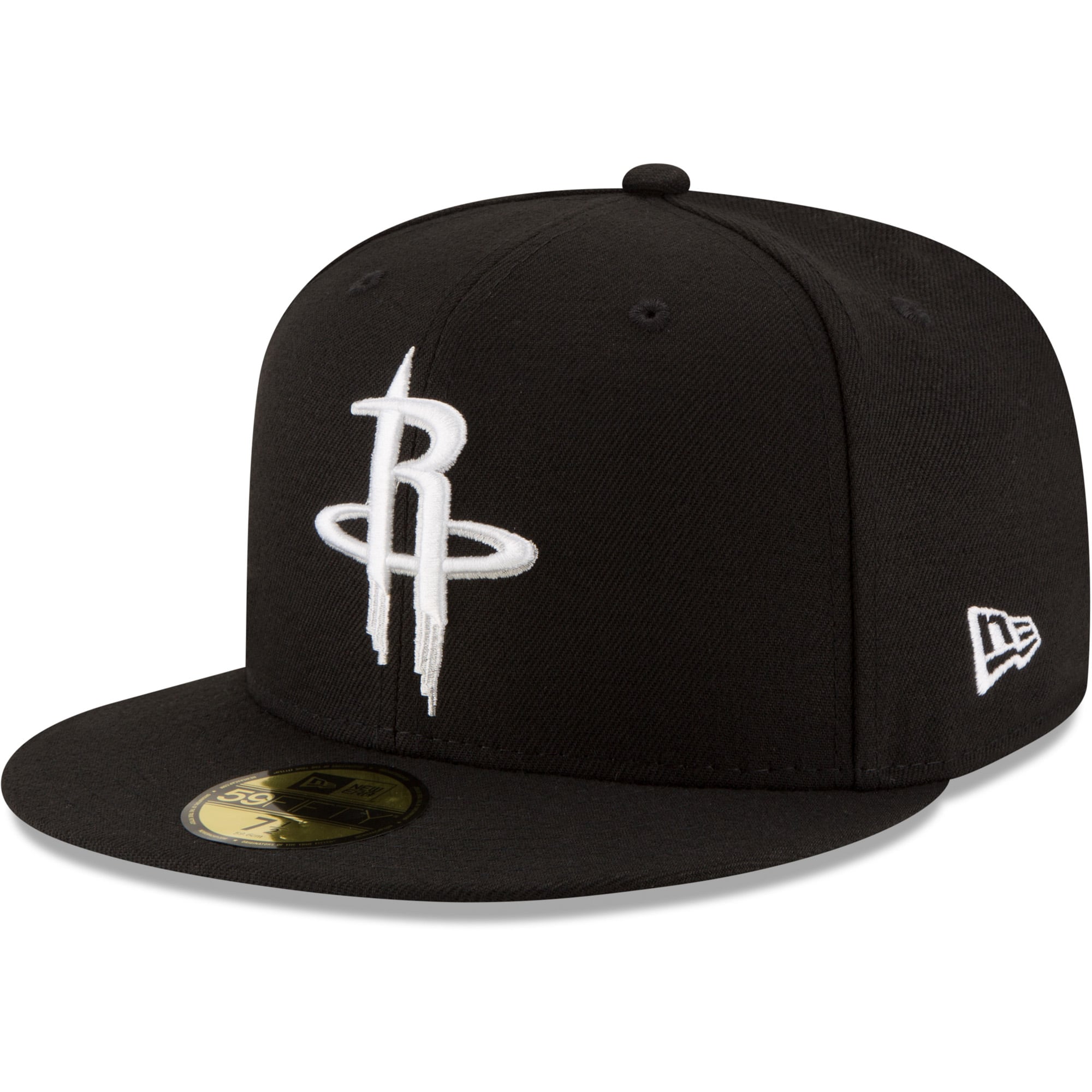Men's New Era Black Houston Rockets Black & White Logo 59FIFTY Fitted Hat