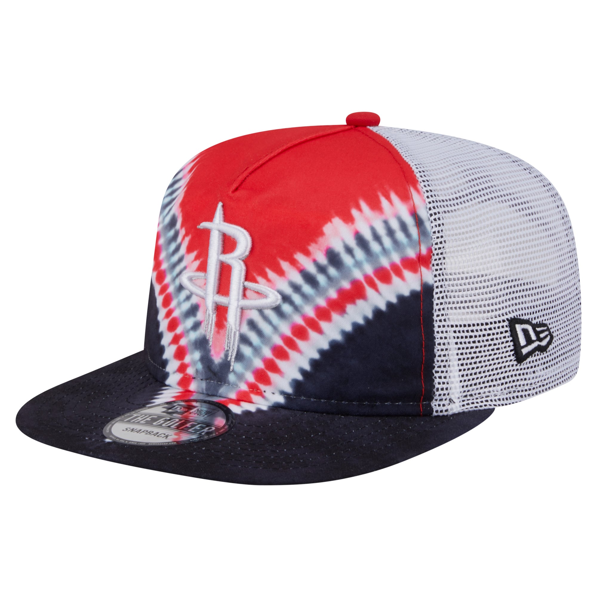 Men's Houston Rockets New Era Black/Red Throwback Dye Golfer Snapback Hat