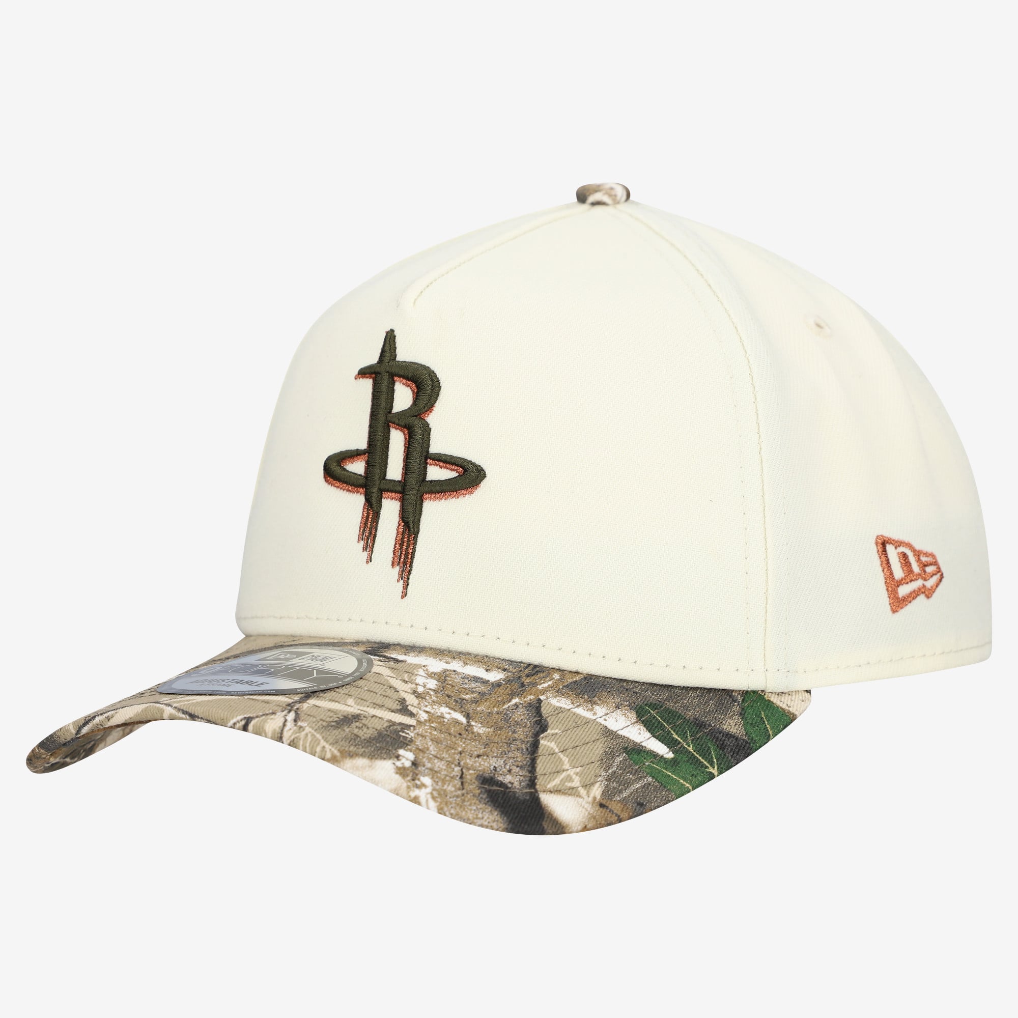 Men's Houston Rockets New Era Cream Realtree Chrome Two-Tone 9FORTY A-Frame Adjustable Hat