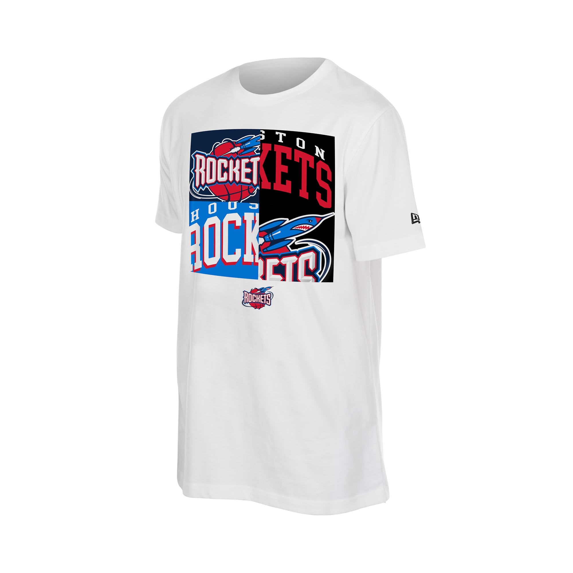 T-shirt New Era blanc pour homme avec logo Houston Rockets.