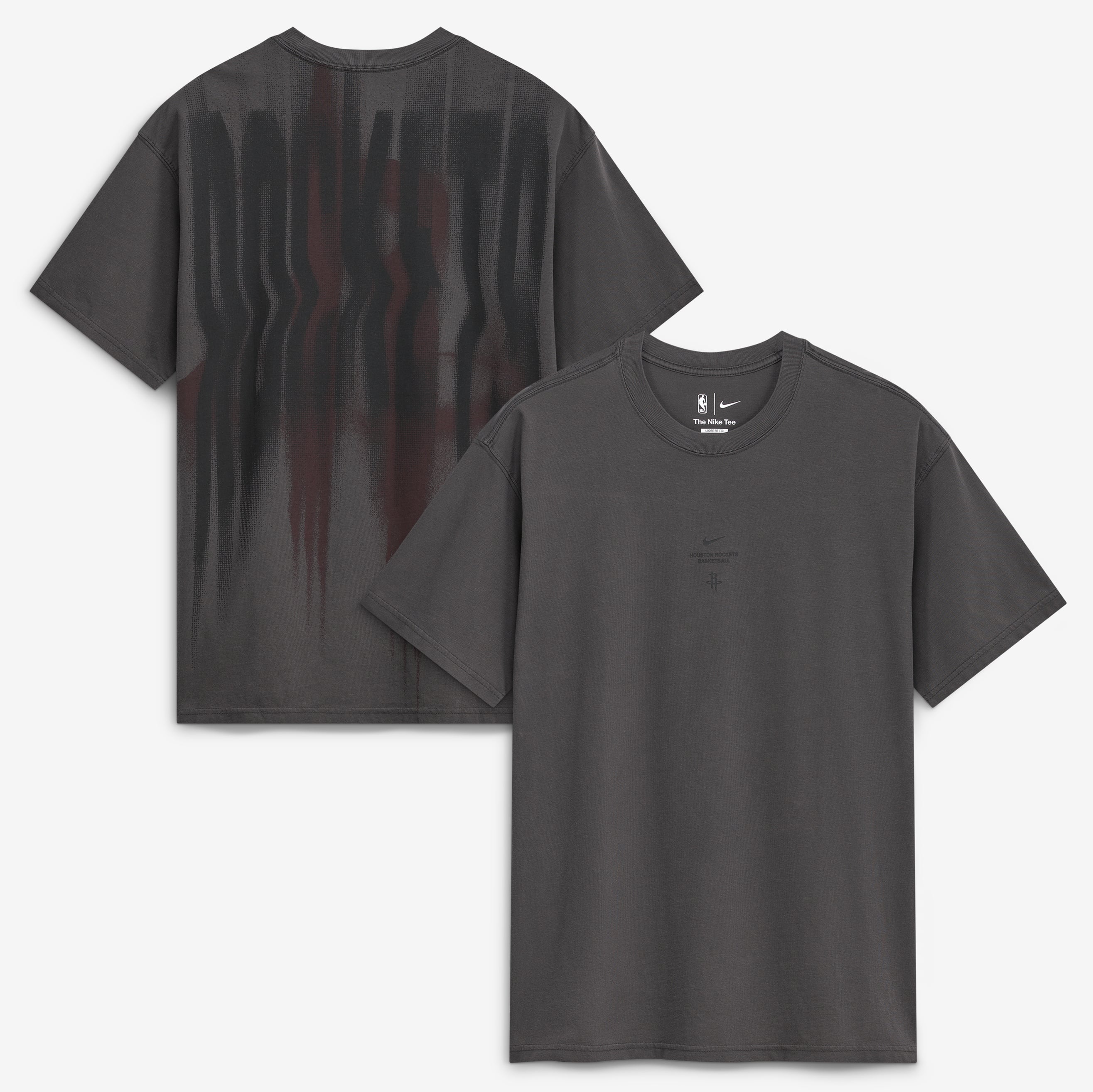 T-shirt Nike Max 90 d'avant-match, couleur anthracite, Houston Rockets 2026, édition standard.