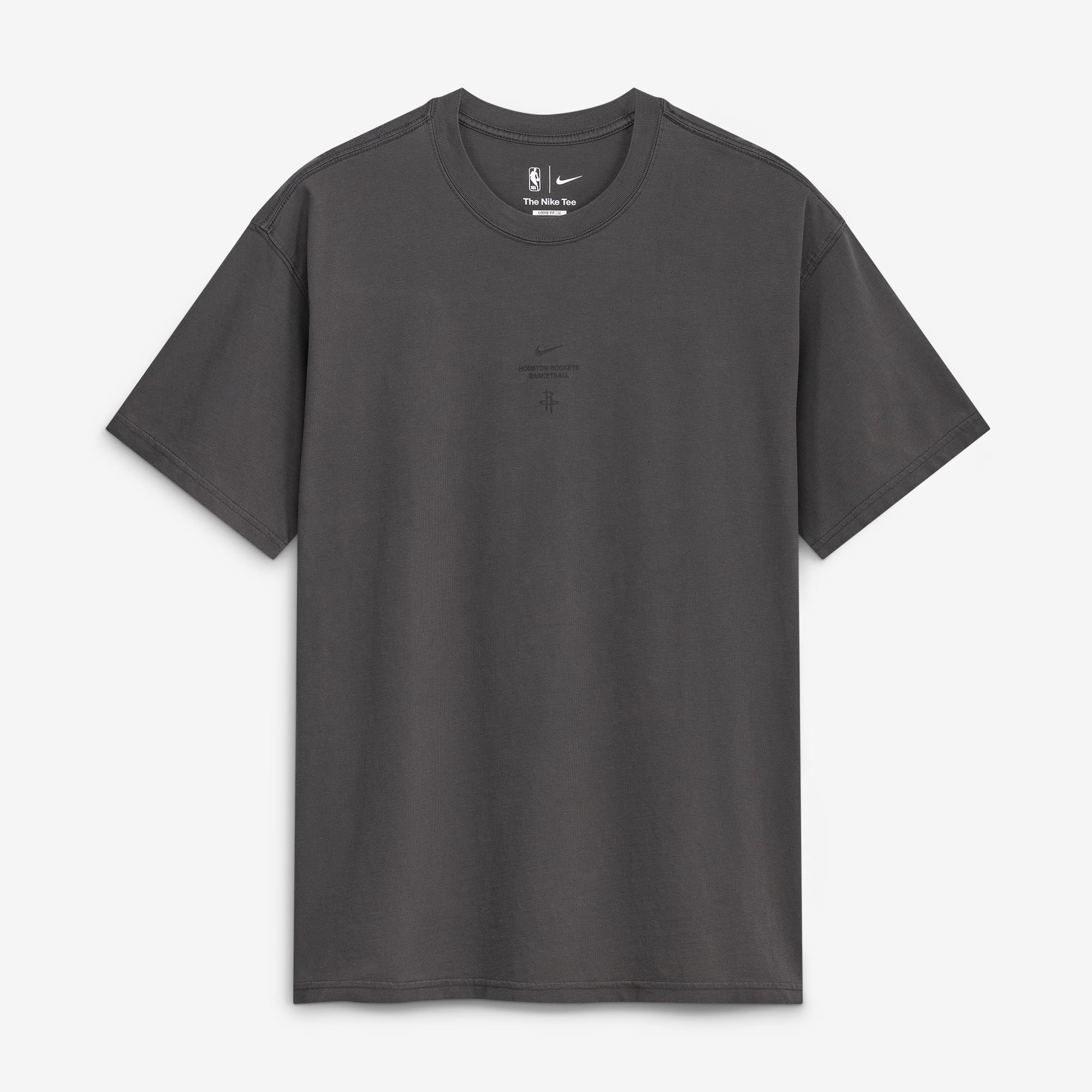 T-shirt Nike Max 90 d'avant-match, couleur anthracite, Houston Rockets 2026, édition standard.