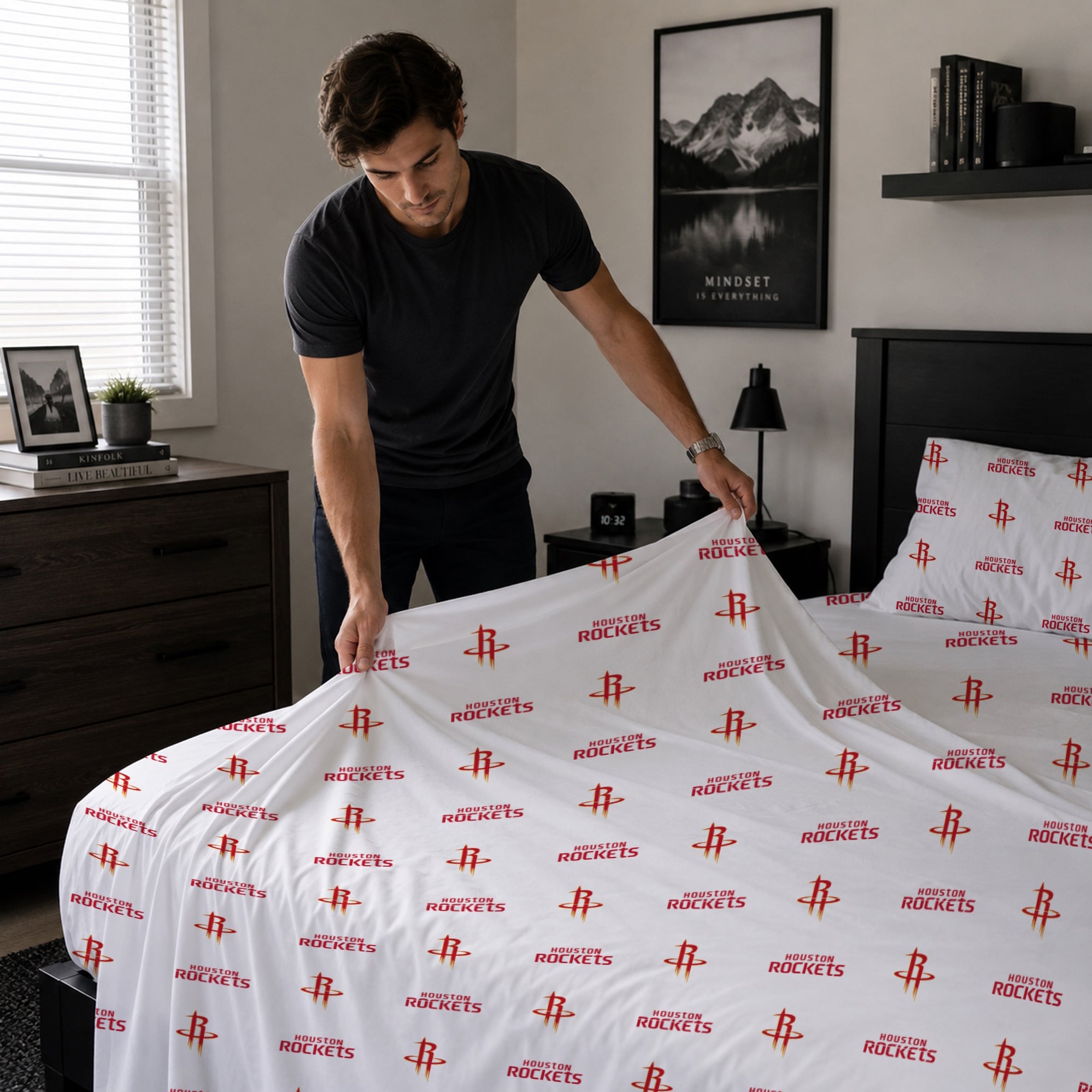 Pegasus Houston Rockets Four-Piece Queen Sheet Set