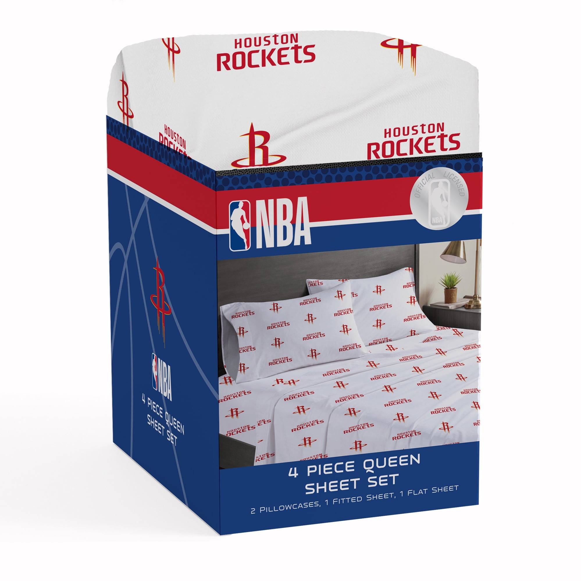 Pegasus Houston Rockets Four-Piece Queen Sheet Set