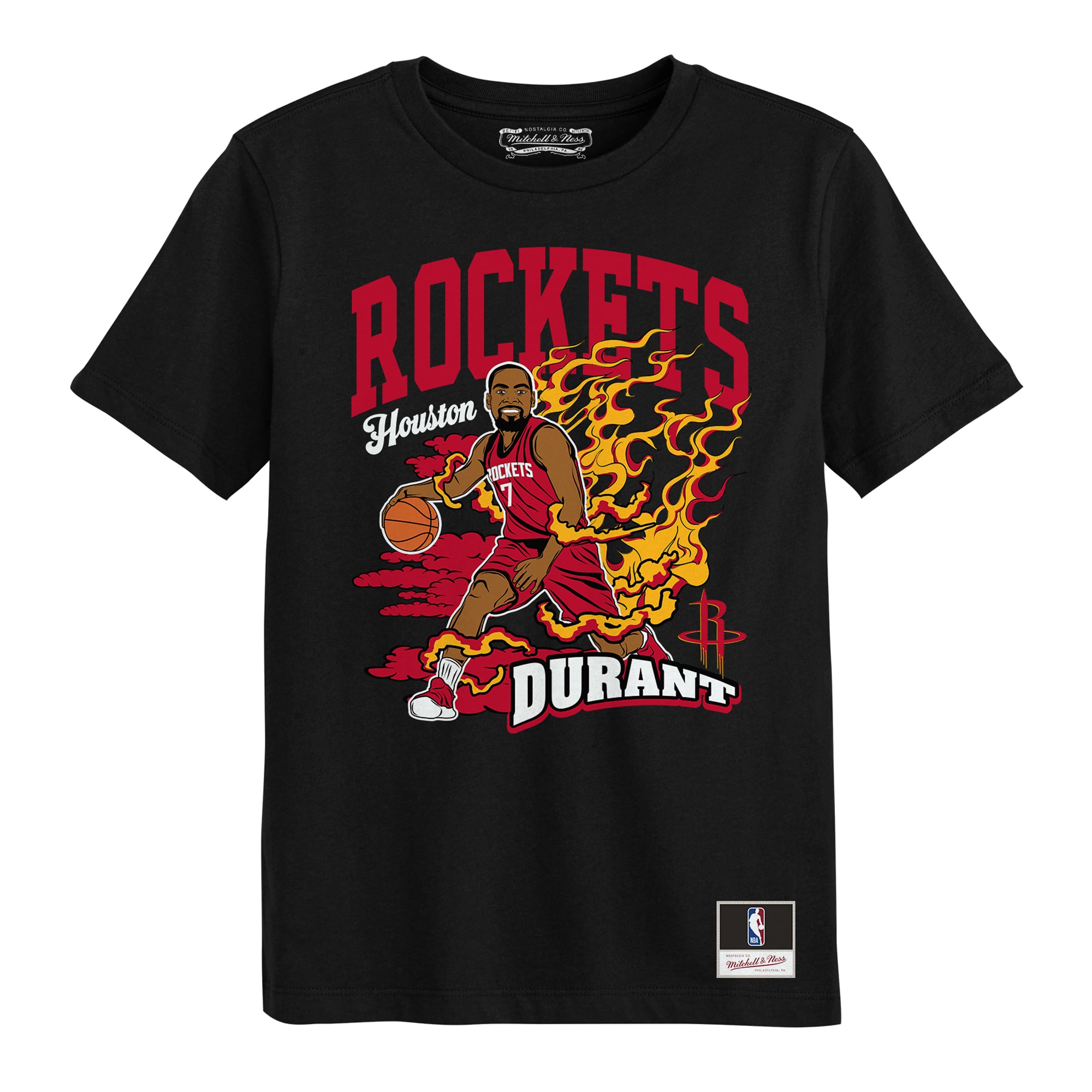 T-shirt Mitchell & Ness Kevin Durant noir Houston Rockets Fired Up pour enfants d'âge préscolaire