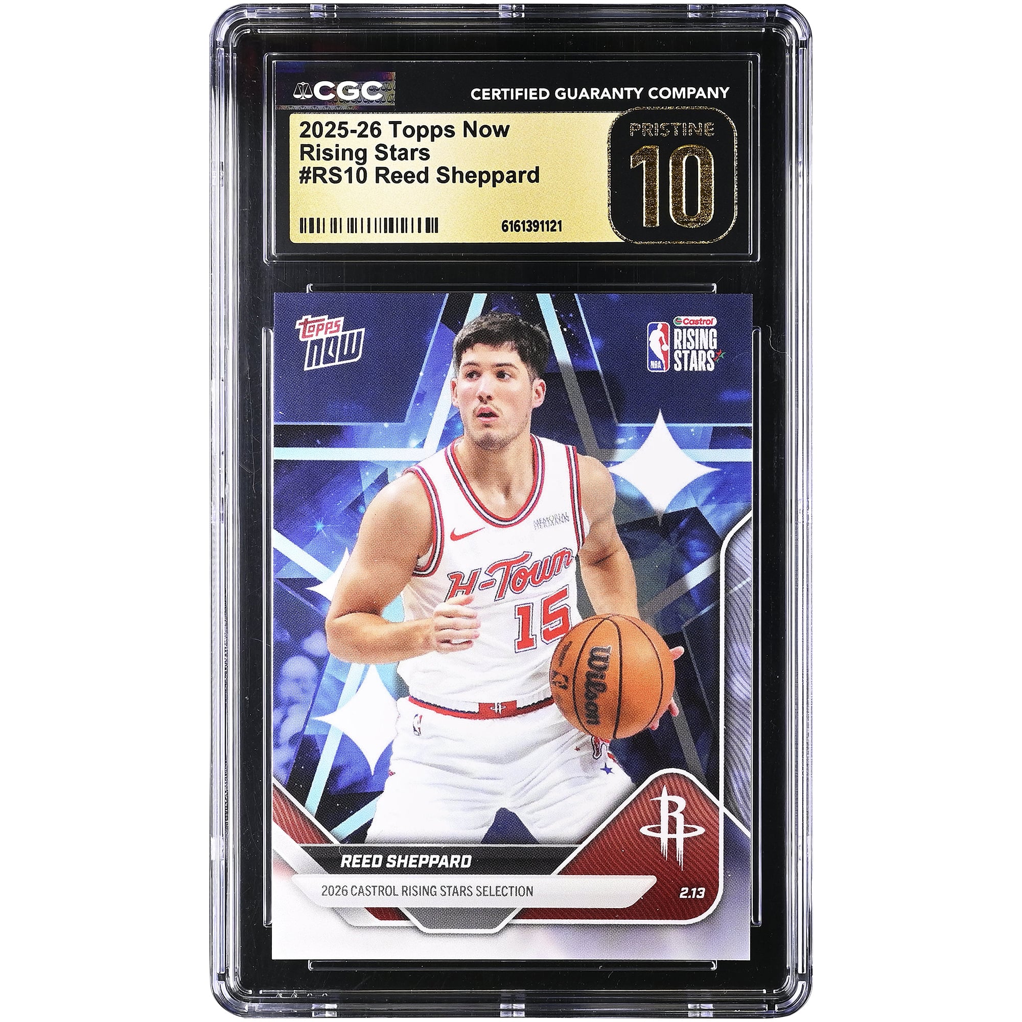 Reed Sheppard Houston Rockets 2025-26 Topps Now Rising Stars #RS10 CGC Authenticated PRISTINE 10 Card