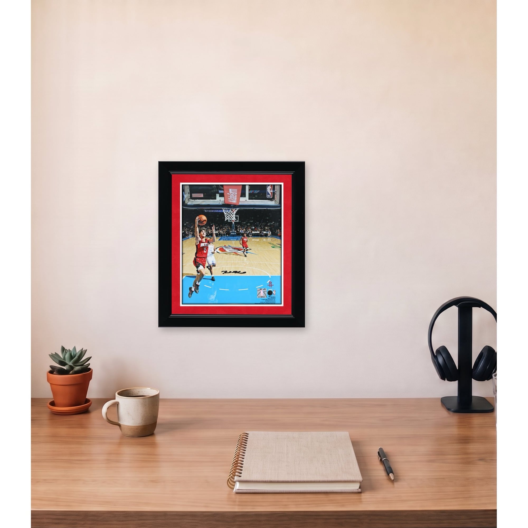 Reed Sheppard Houston Rockets Autographed 8" x 10" Layup vs. Oklahoma City Thunder Photograph