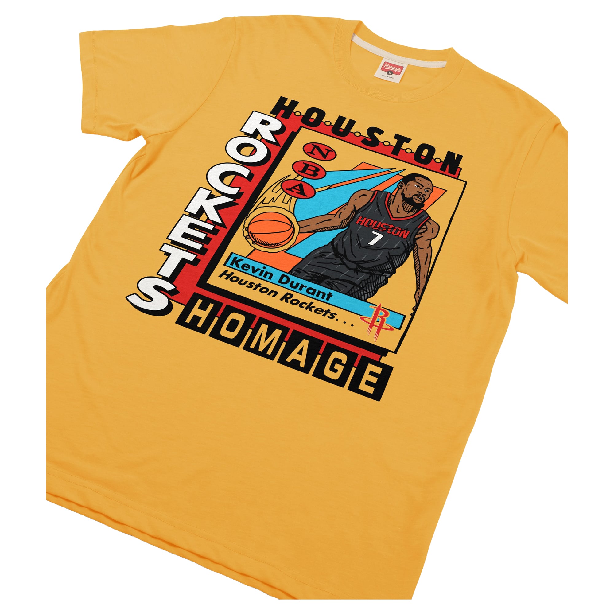 Unisex Homage Kevin Durant Gold Houston Rockets Trading Card Tri-Blend T-Shirt