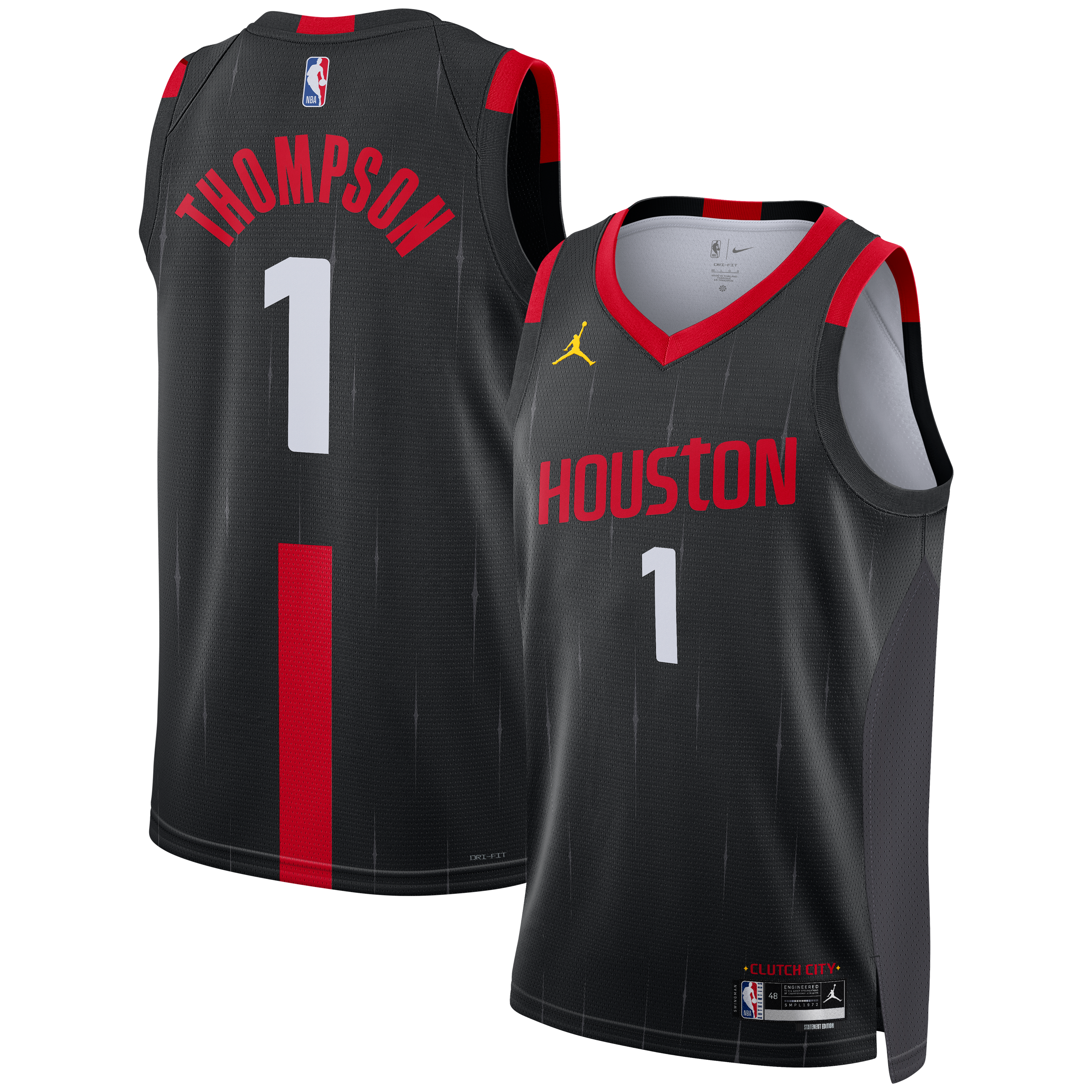 Maillot Swingman unisexe Jordan Brand Amen Thompson noir Houston Rockets - Édition Statement