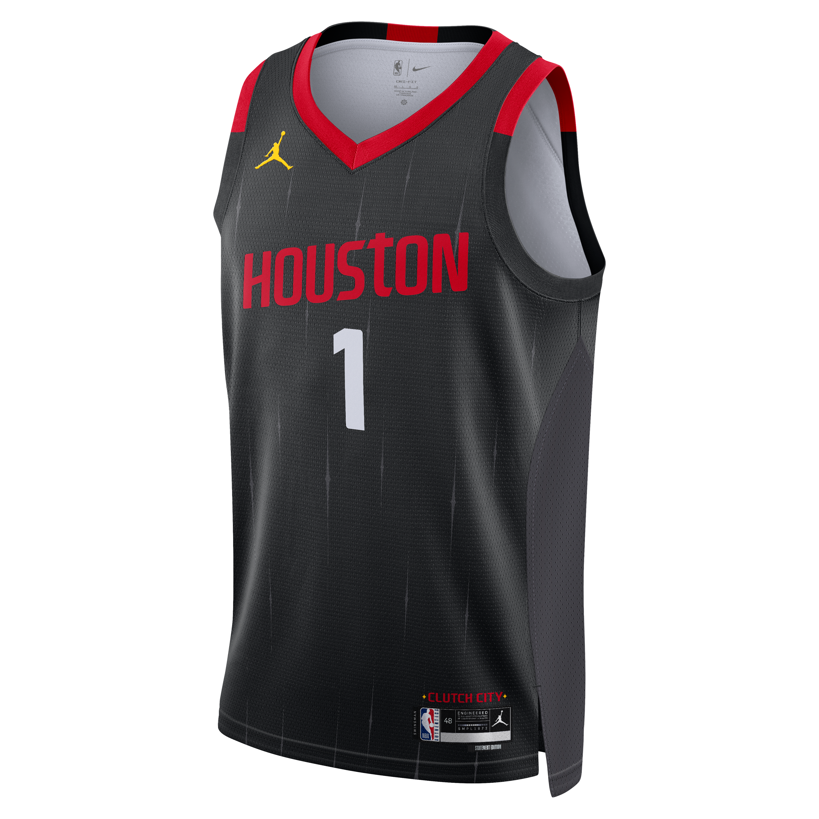 Maillot Swingman unisexe Jordan Brand Amen Thompson noir Houston Rockets - Édition Statement