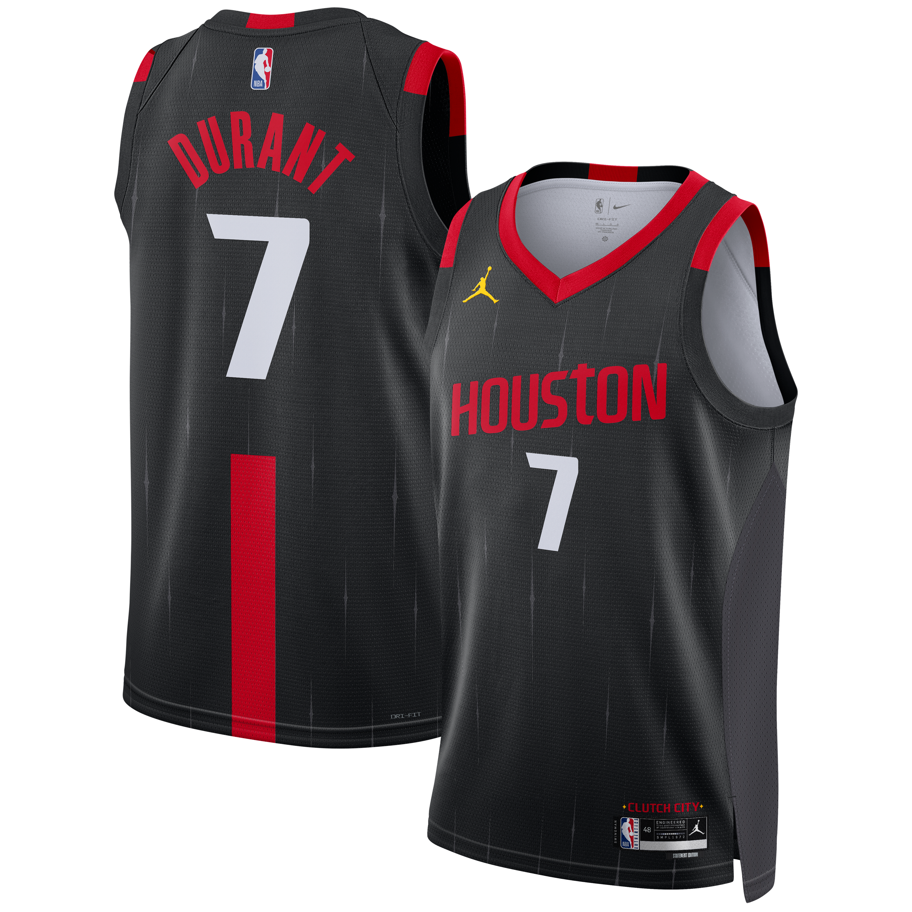 Maillot Swingman unisexe Jordan Brand Kevin Durant noir Houston Rockets - Édition Statement