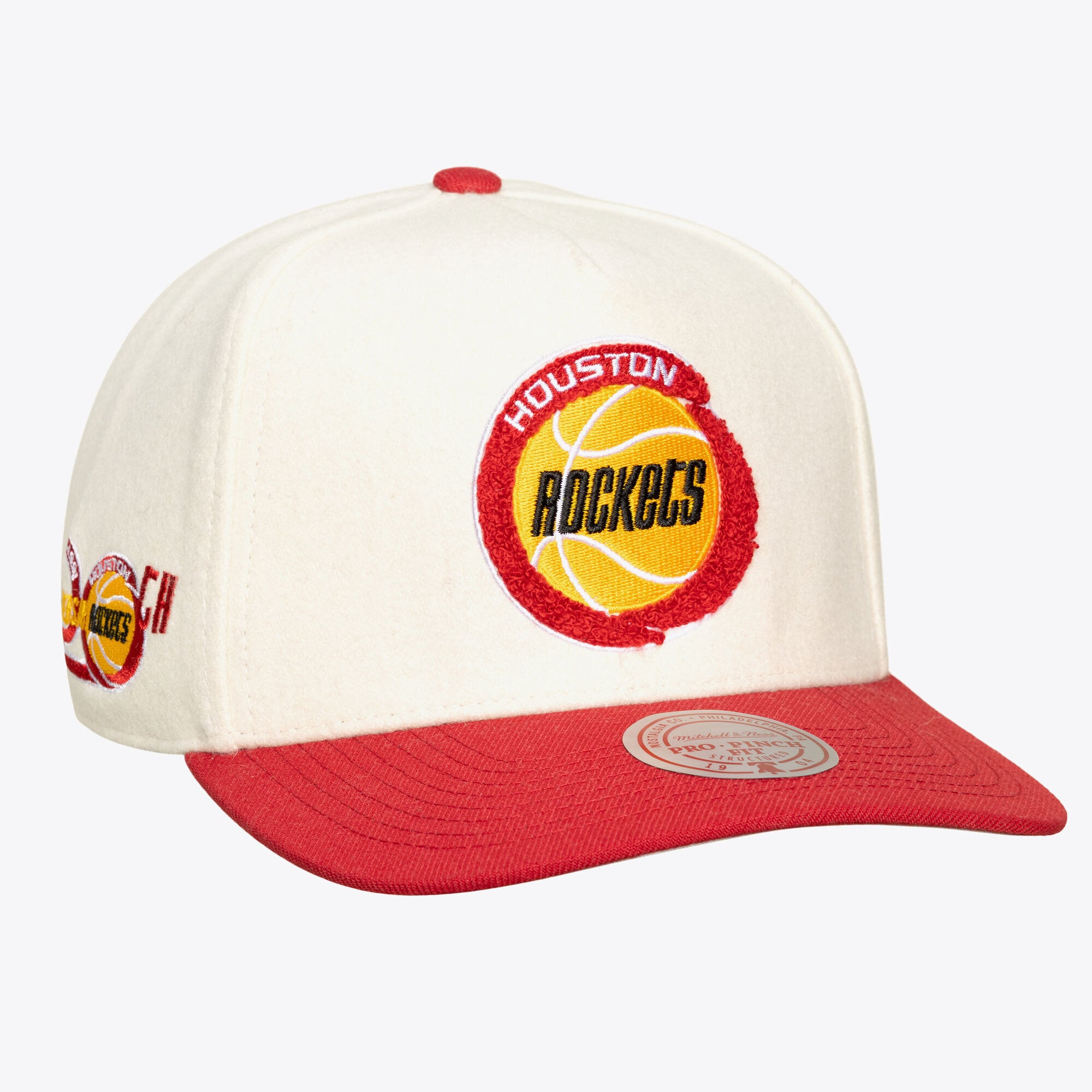 Unisex Houston Rockets Mitchell & Ness Cream Cream Team Pro Adjustable Hat