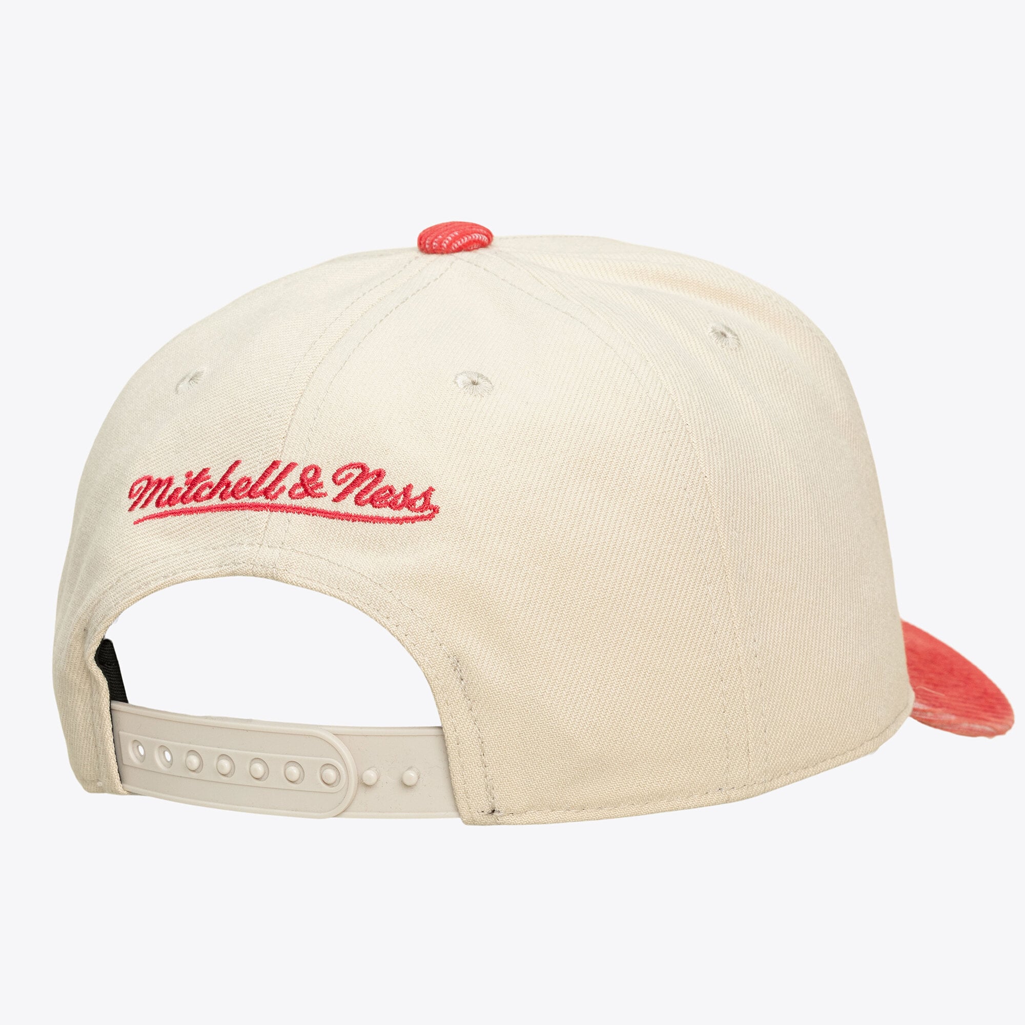 Unisex Mitchell & Ness Cream/Red Houston Rockets Faded Pro Snapback Hat